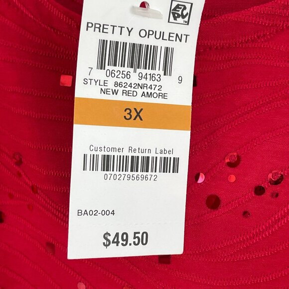 NEW JM Collection Womans Plus 3X Red Sequin Tunic Top Stretch Shirt - Picture 5 of 11